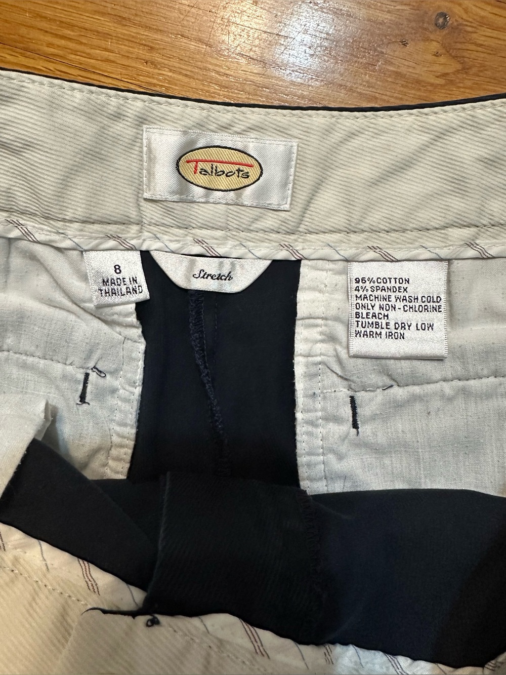 Talbots Navy Chinos with Contrast Waistband - Picture 3 of 10